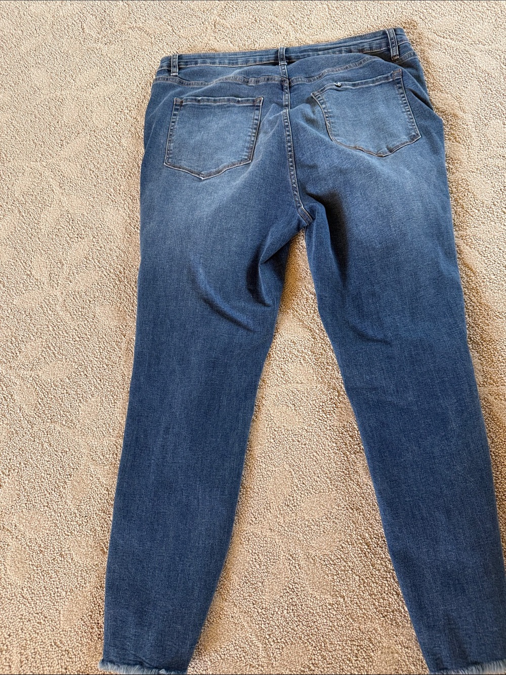 Mid Wash Distressed Skinny Jeans - Blue - Picture 3 of 4